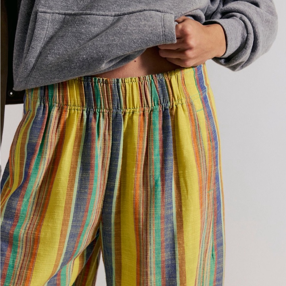 free people days end linen striped pull on pants - Picture 3 of 4